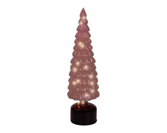 Albero Luminoso con Microled e Movimento Rosso Luce Calda D11x39cm in Vetro