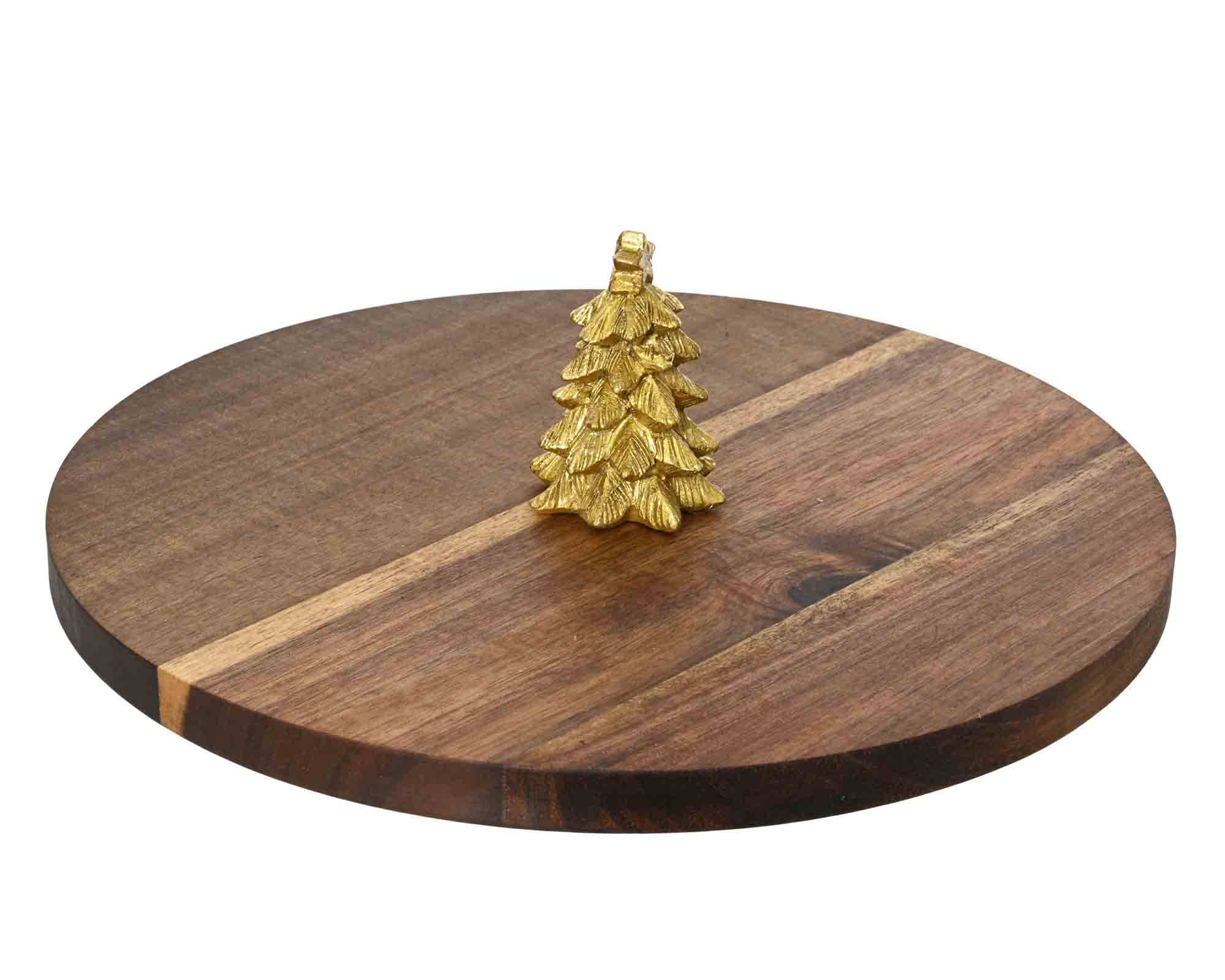 Tagliere Rotondo con Alberello D10x28cm in Legno di Acacia