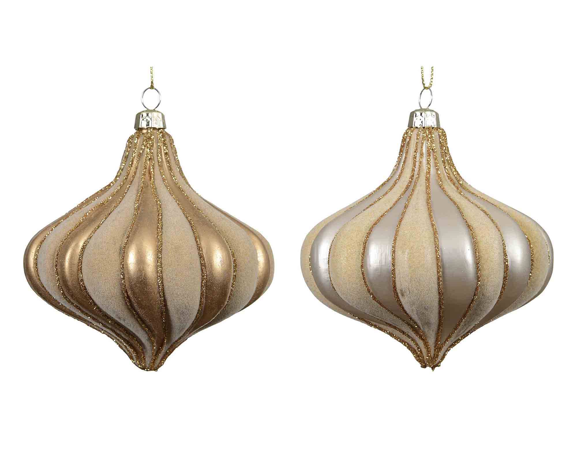 Sfera a Cipolla Dorata o Argentata Assortito D10cm in Poliestere