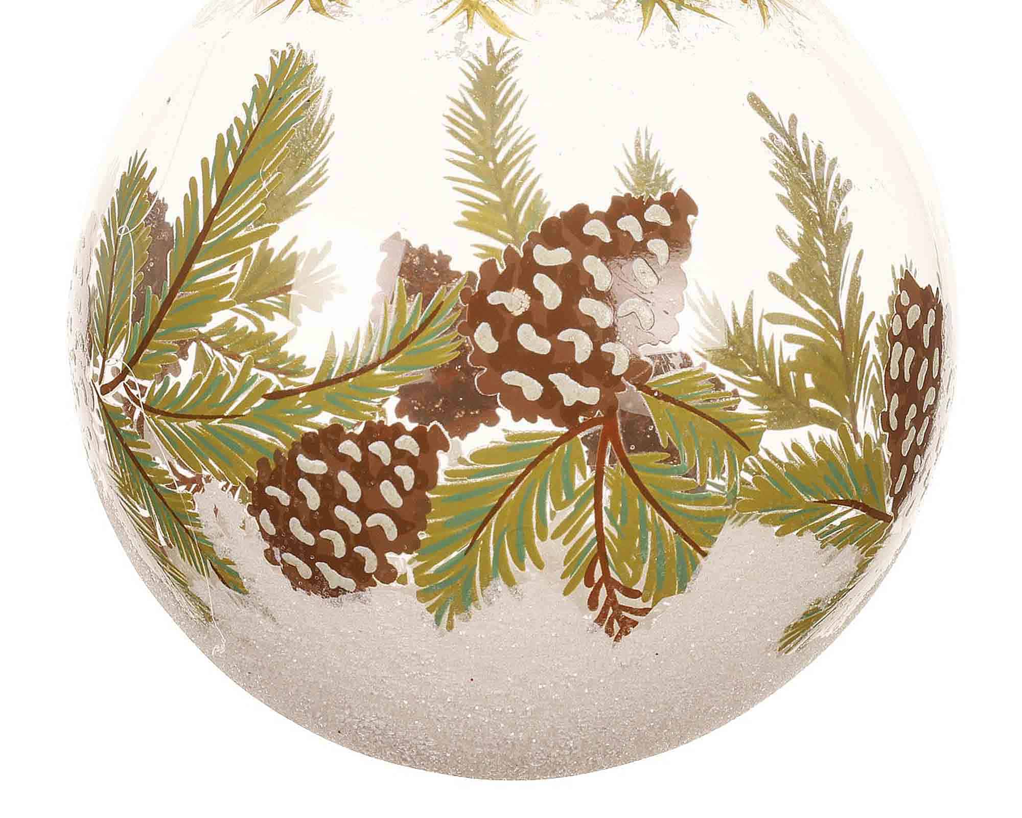 Sfera Trasparente con Pigne e Bacche Decorativi D8cm in Vetro - immagine 2