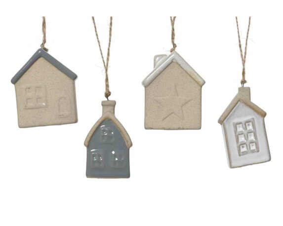 Decorazione Pendente Casetta Assortito 5,5x7cm in Ceramica