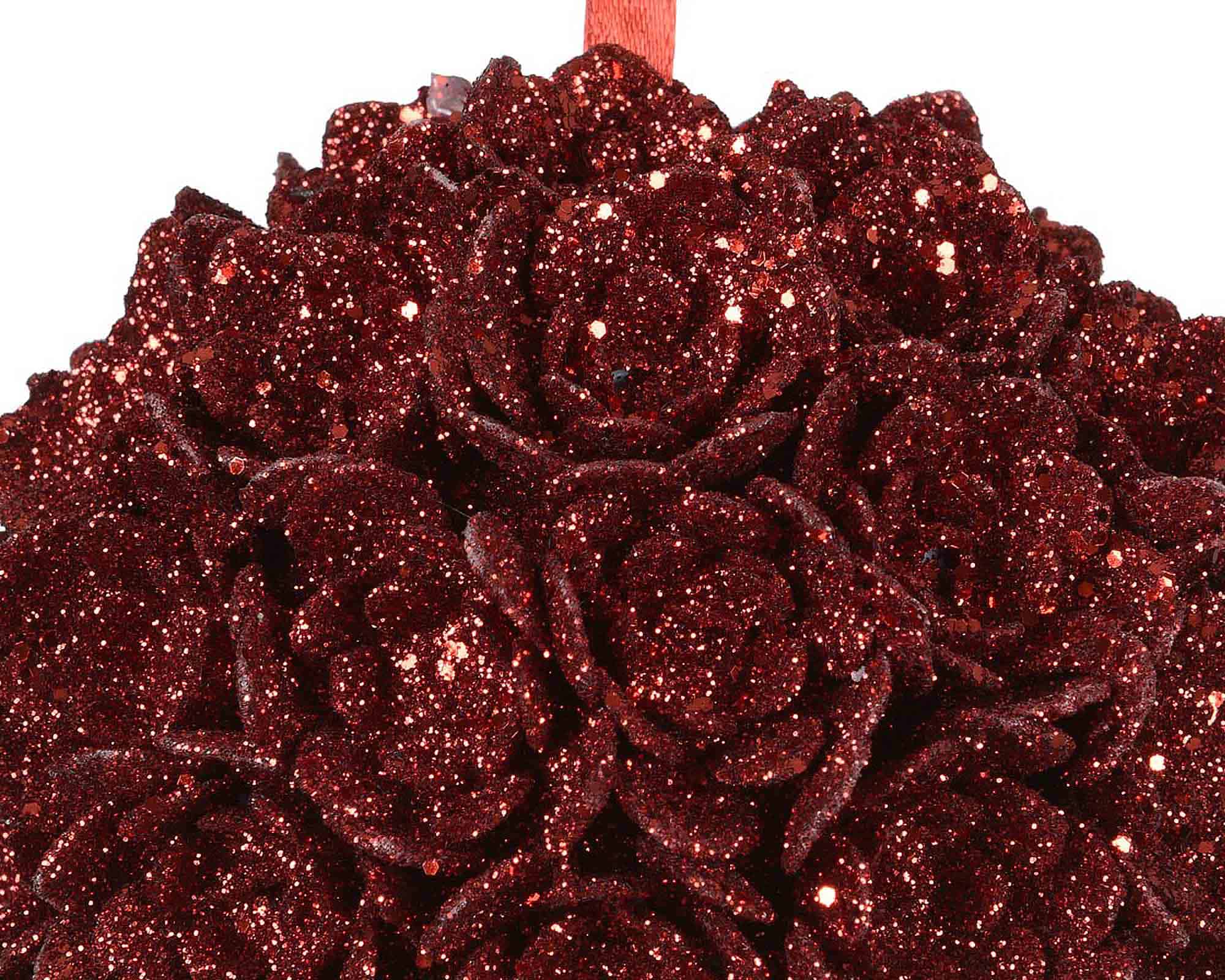 Pendente con Rose Rosse e Glitter D10cm in Poliestere - immagine 2
