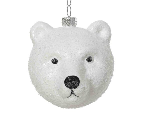 Pendente Orso Innevato Bianco D7x8cm in Polistirolo