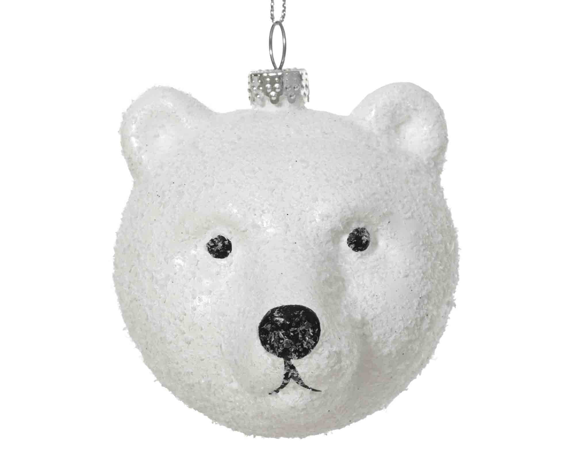 Pendente Orso Innevato Bianco D7x8cm in Polistirolo