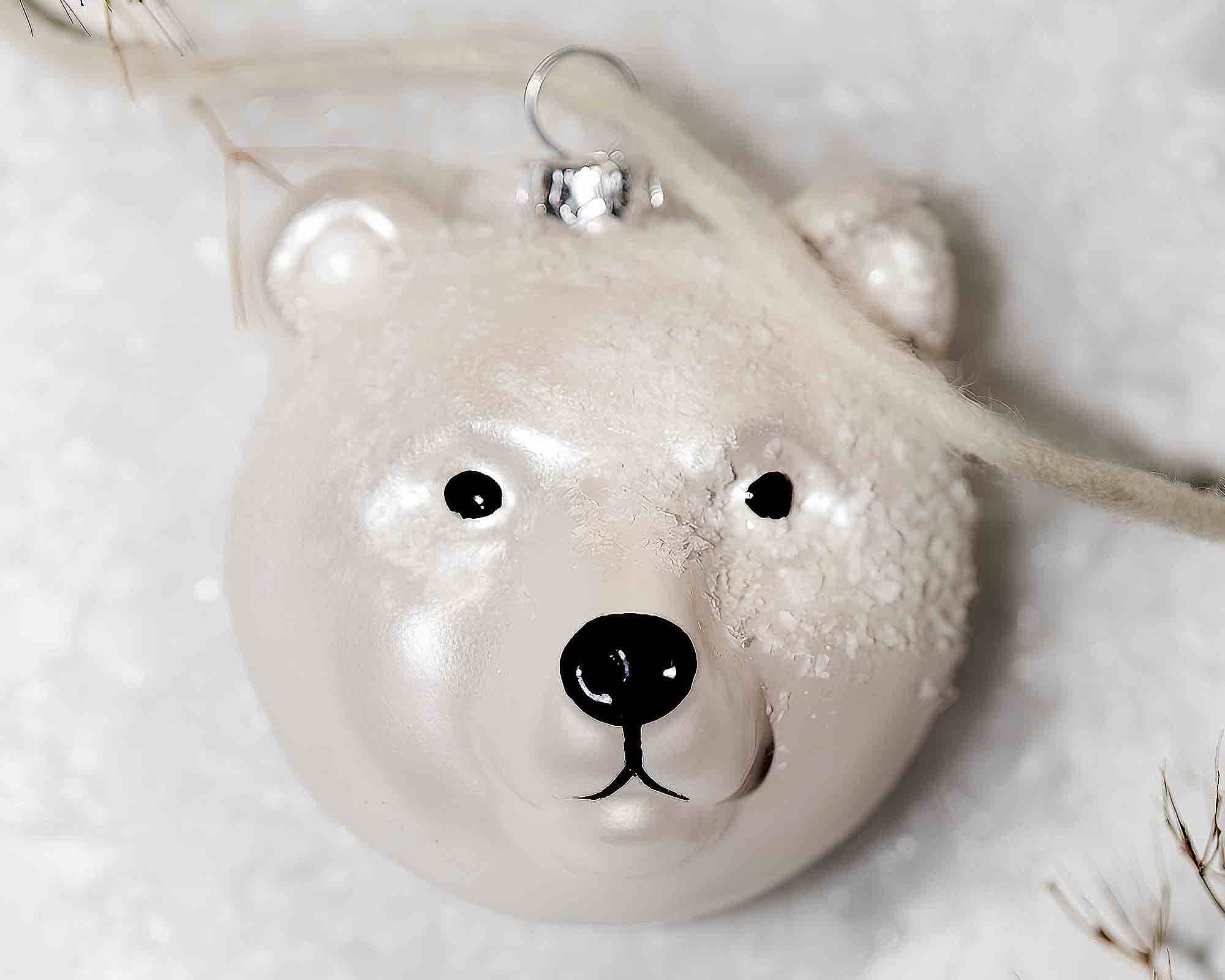 Pendente Orso Innevato Bianco D7x8cm in Polistirolo - immagine 3