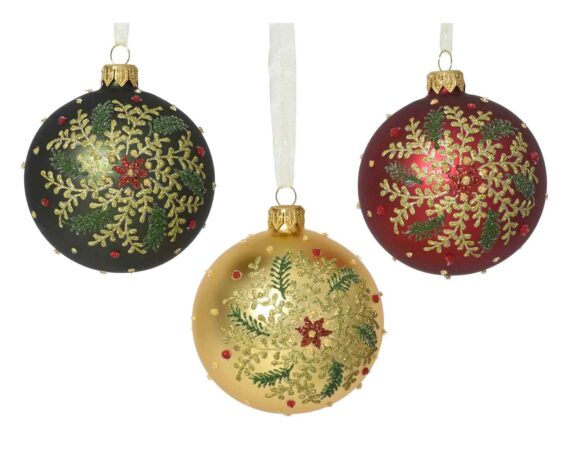 Sfera Decorativi con Foglie e Rami Assortito D8cm in Vetro