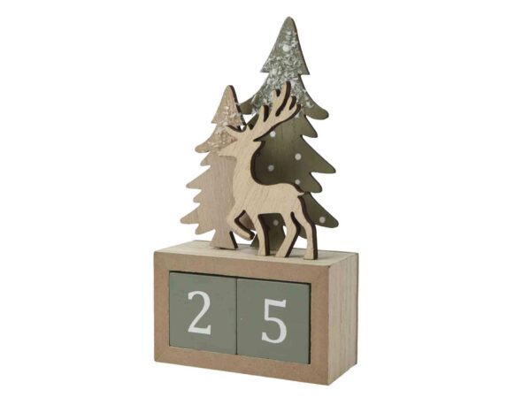 Calendario Avvento con Renna 23x20x27cm in Polywood