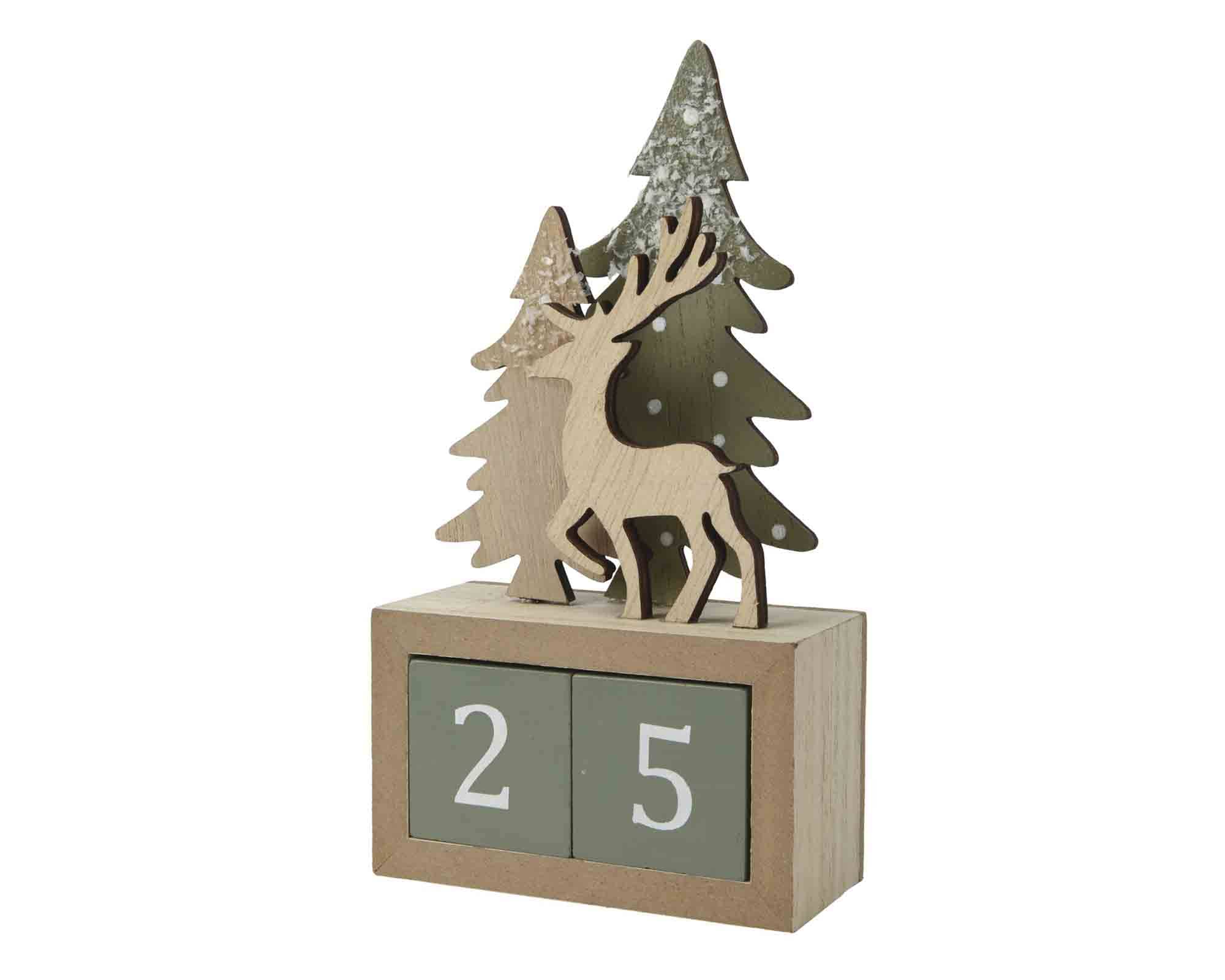 Calendario Avvento con Renna 23x20x27cm in Polywood
