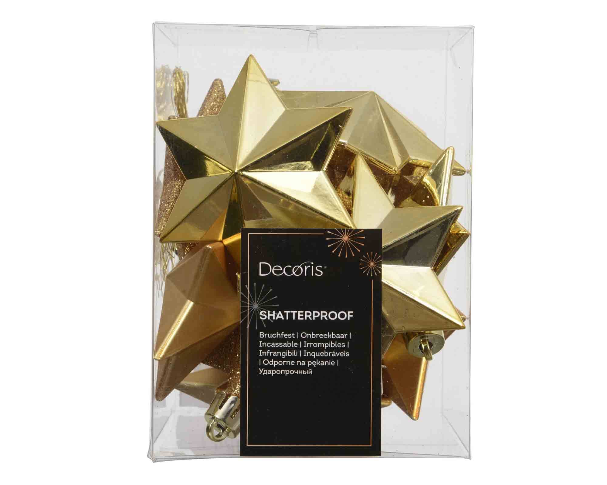 Set 12 Pz Pendenti a Stella Dorato Assortito 9x9x12cm in Poliestere