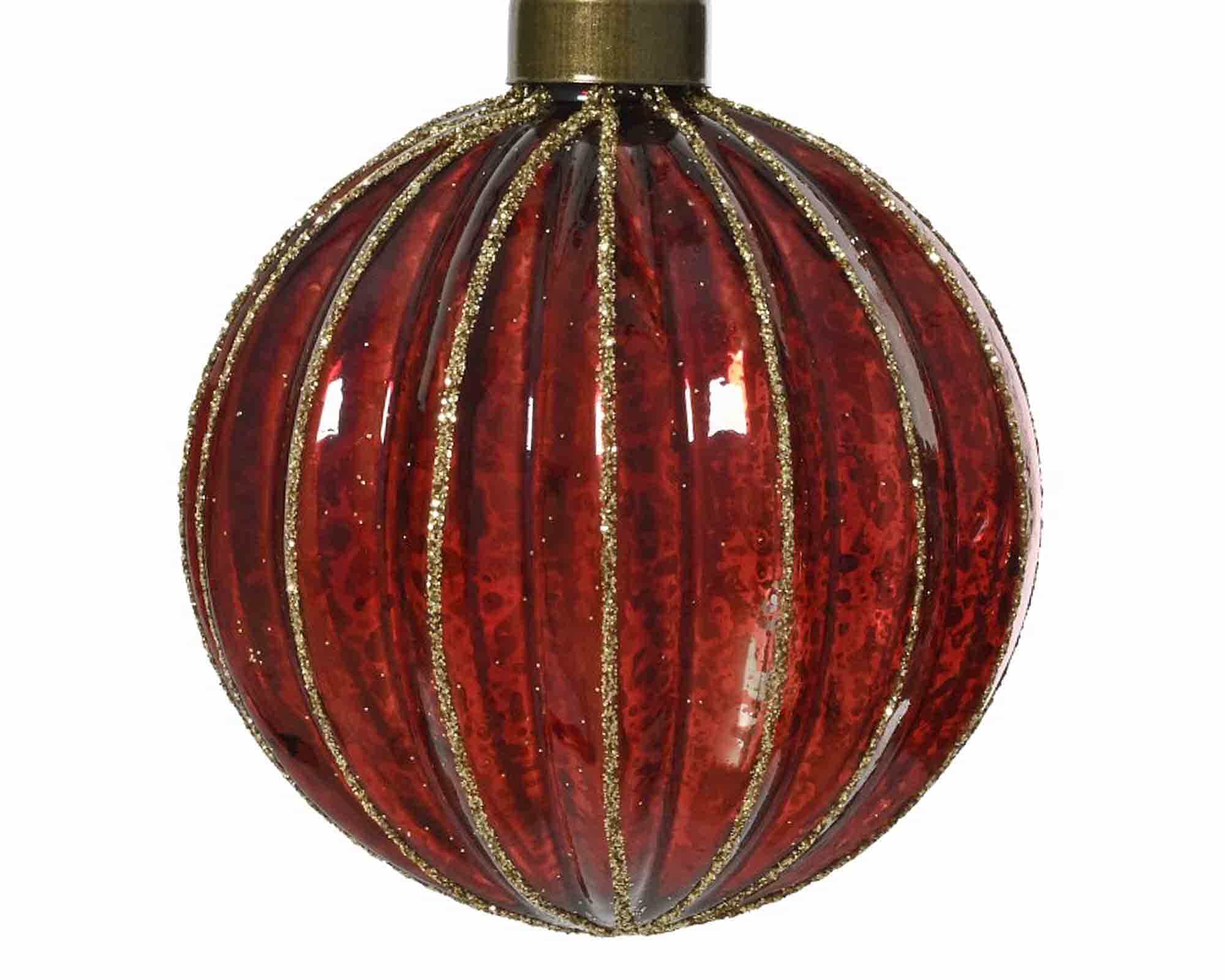 Sfera o Pendente Costine e Glitter Assortito D8cm in Vetro - immagine 2