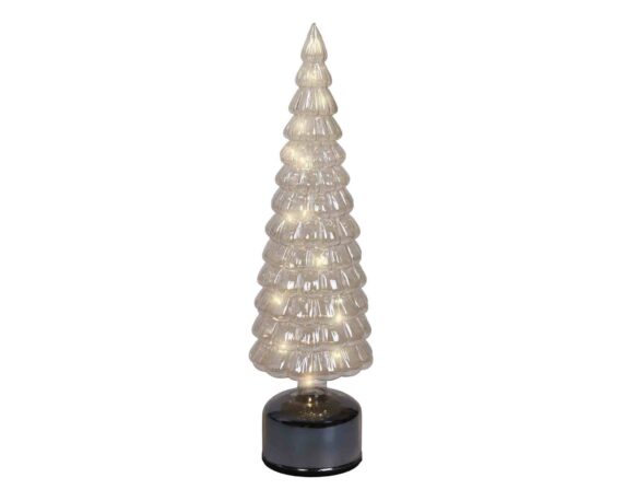 Albero Luminoso con Microled e Movimento Ambra Luce Calda D11x39cm in Vetro