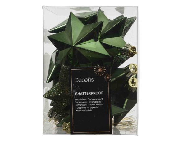 Set 12 Pz Pendenti a Stella Rosso Assortito 9x9x12cm in Poliestere