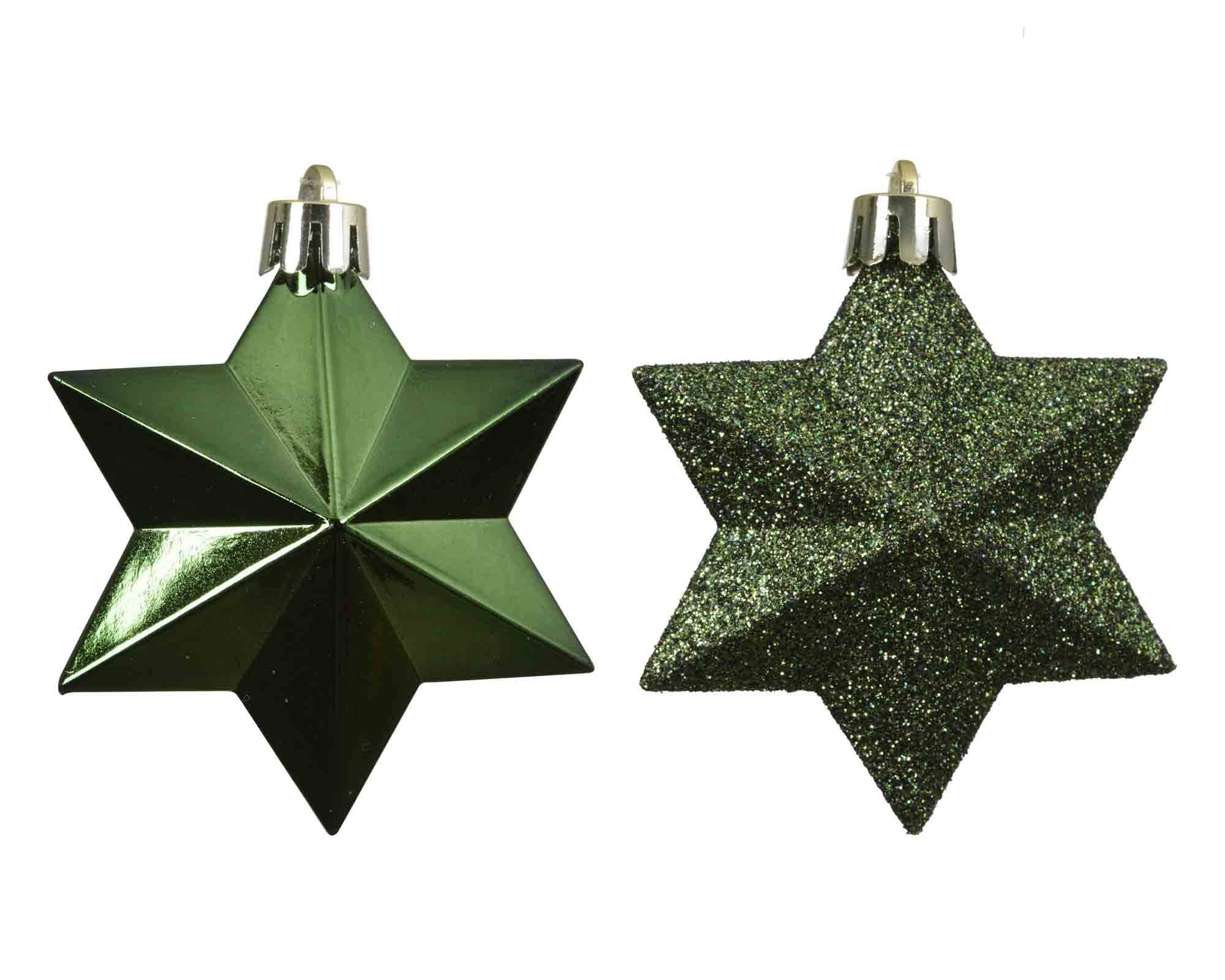 Set 12 Pz Pendenti a Stella Rosso Assortito 9x9x12cm in Poliestere - immagine 2