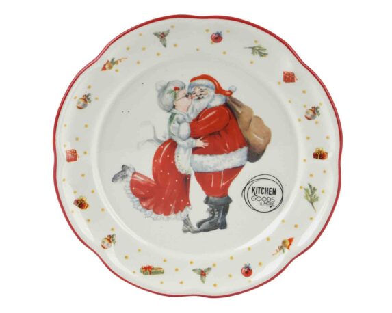 Piatto da Colazione Decalco Natalizio in Ceramica