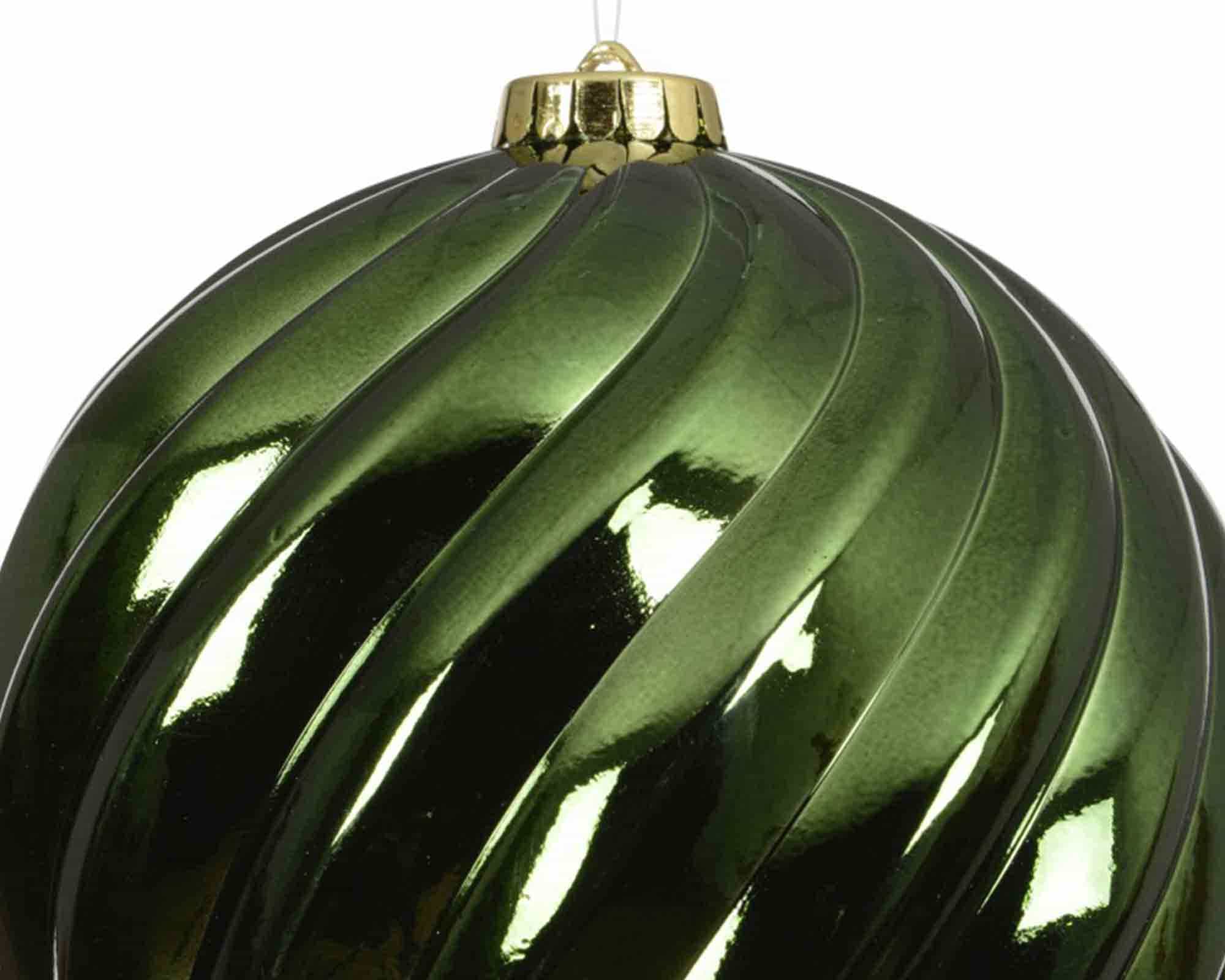 Set 4 Pz Sfere Verde Scuro Assortito D14cm in Plastica - immagine 3