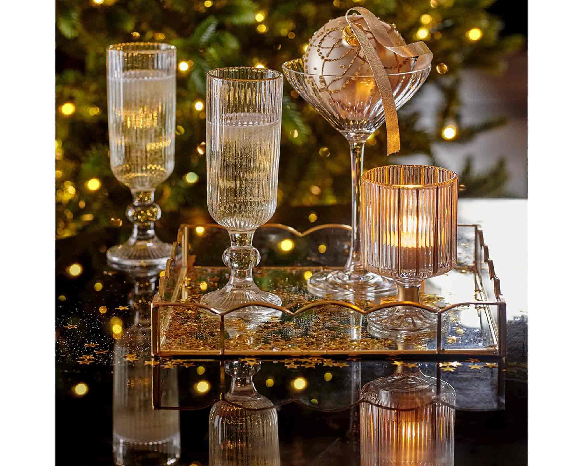 Vassoio Quadrato Dorato Piccolo 17x17x4cm in Metallo e Vetro - immagine 4