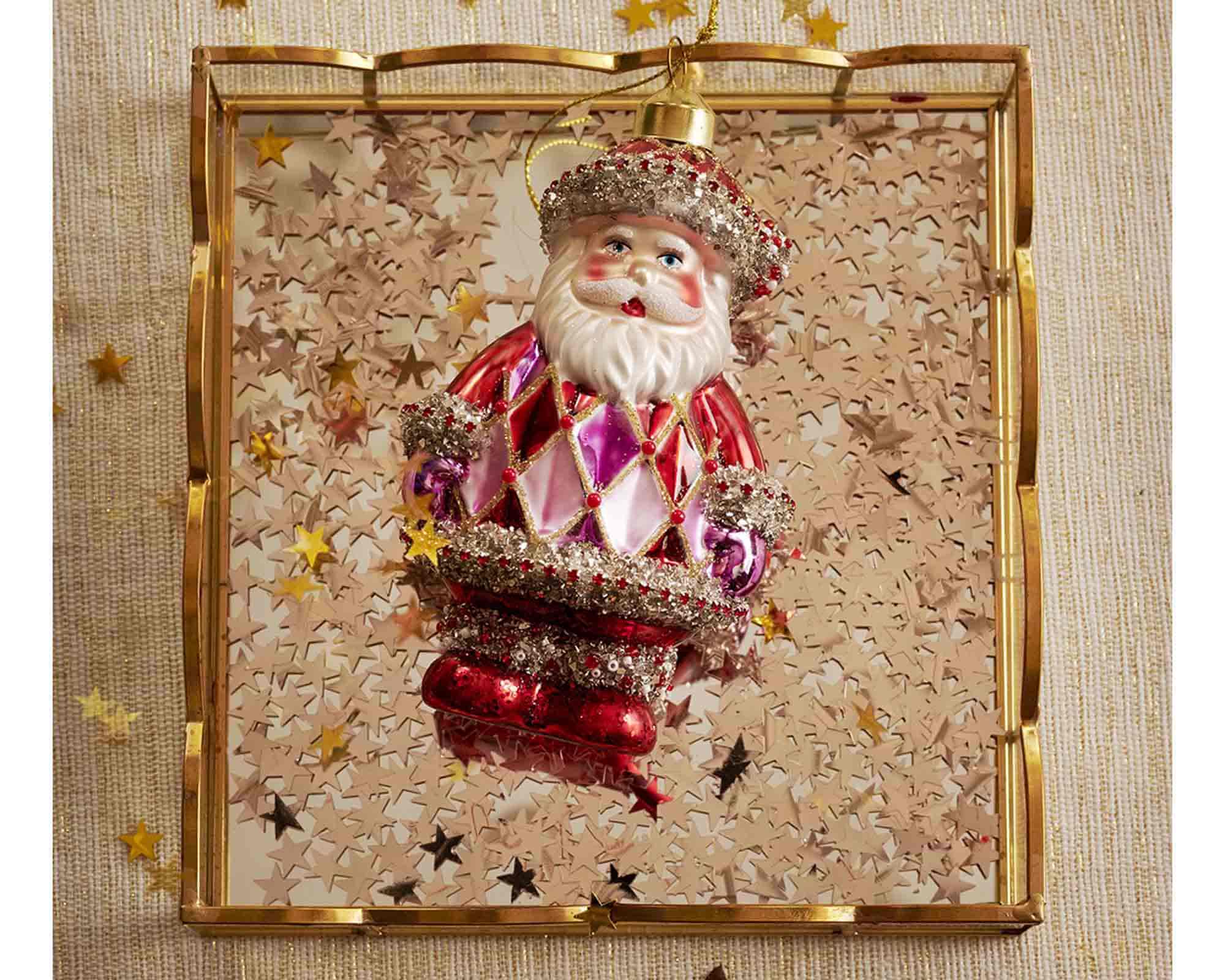 Vassoio Quadrato Dorato Piccolo 17x17x4cm in Metallo e Vetro - immagine 3