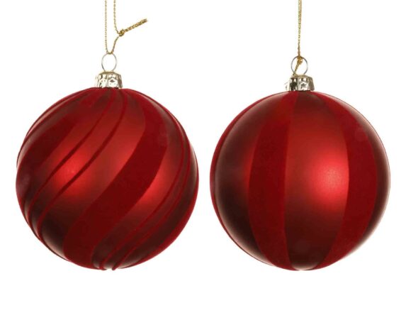 Sfera Rosso con Vortex Natale Assortito D8cm in Plastica