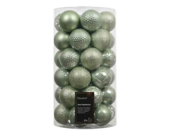 Set 37 Pz Sfere Verde Assortito D6cm in Plastica