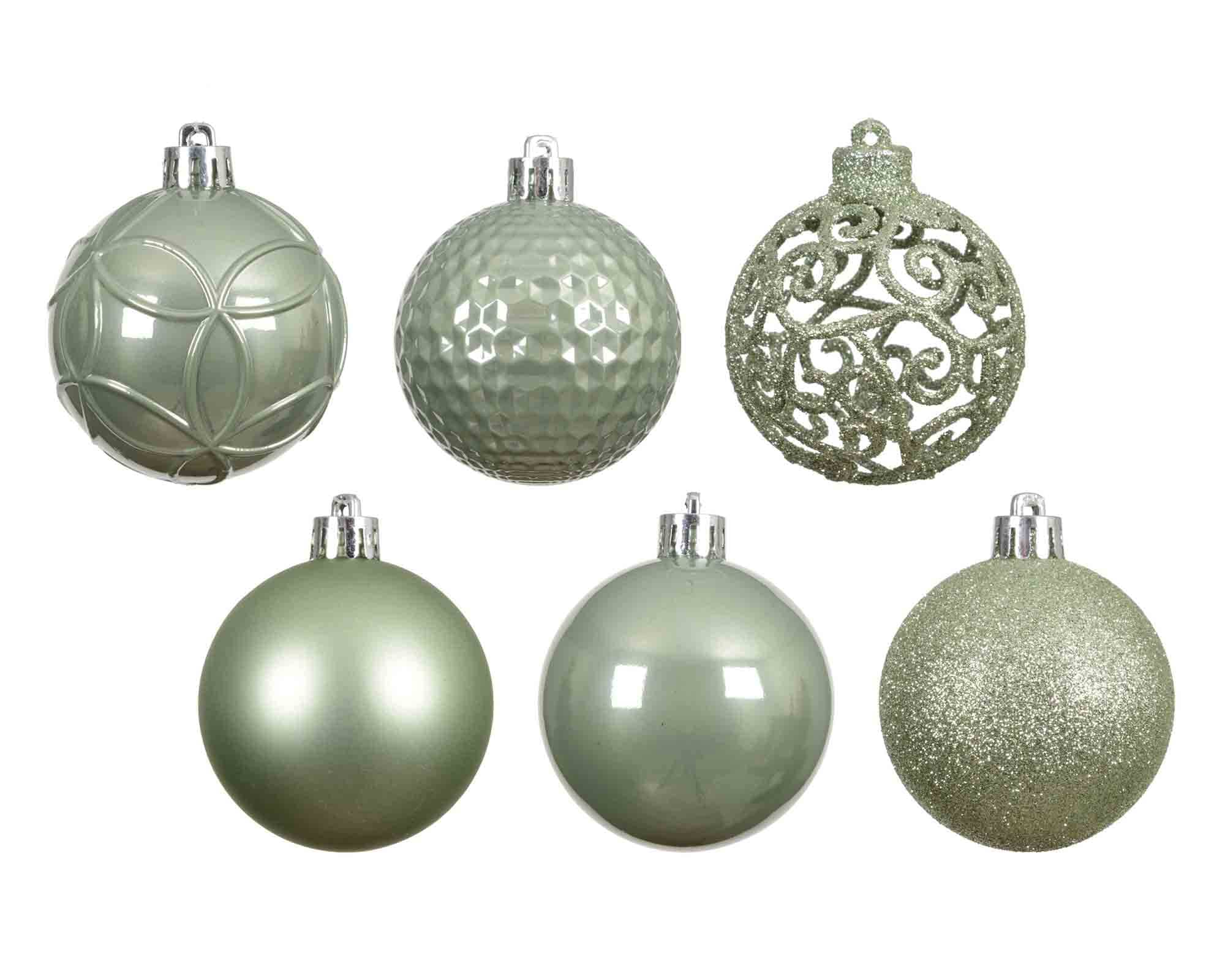 Set 37 Pz Sfere Verde Assortito D6cm in Plastica - immagine 2