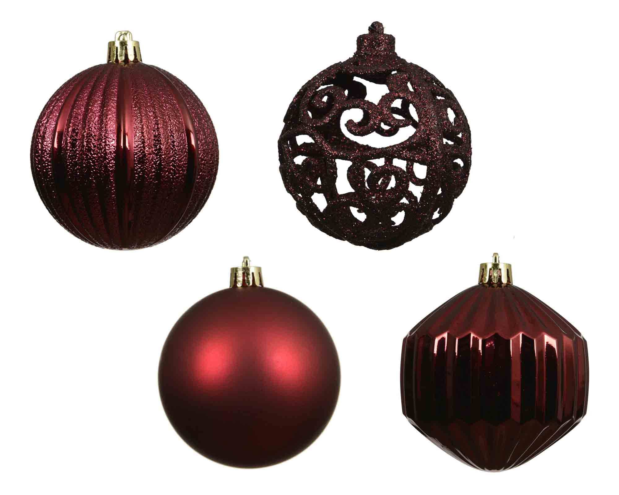 Set 16 Pz Sfere Rosso Scuro Assortito D8cm in Plastica - immagine 2