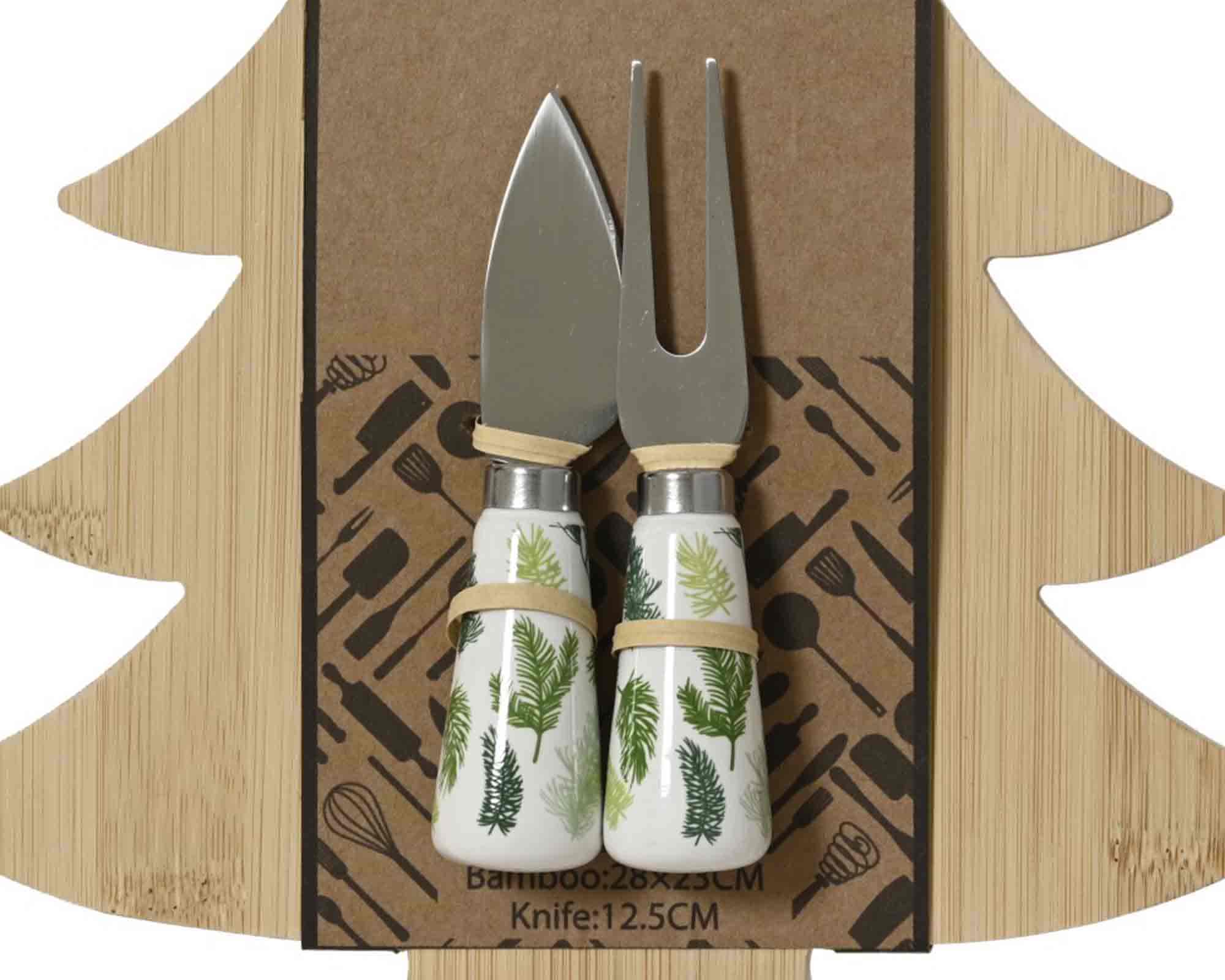 Tagliere da Formaggio da Appendere con Coltelli Assortito 23x28cm in Bamboo - immagine 2