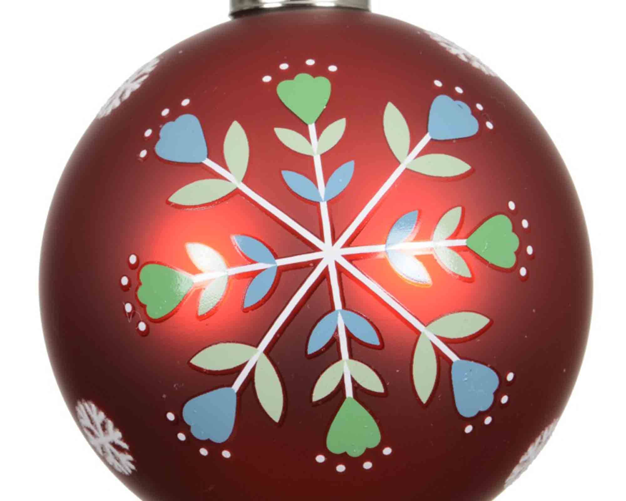 Sfera si Natale con Decorazione Fiocco di Neve Assortito D8cm in Vetro - immagine 2