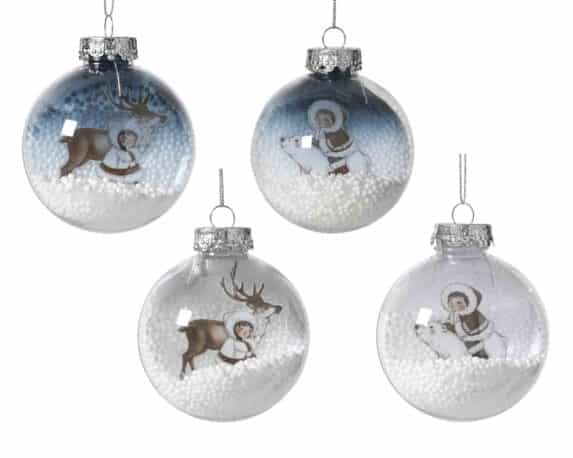 Sfera Trasparente con Baambini e Animali Assortito D8cm in Plastica