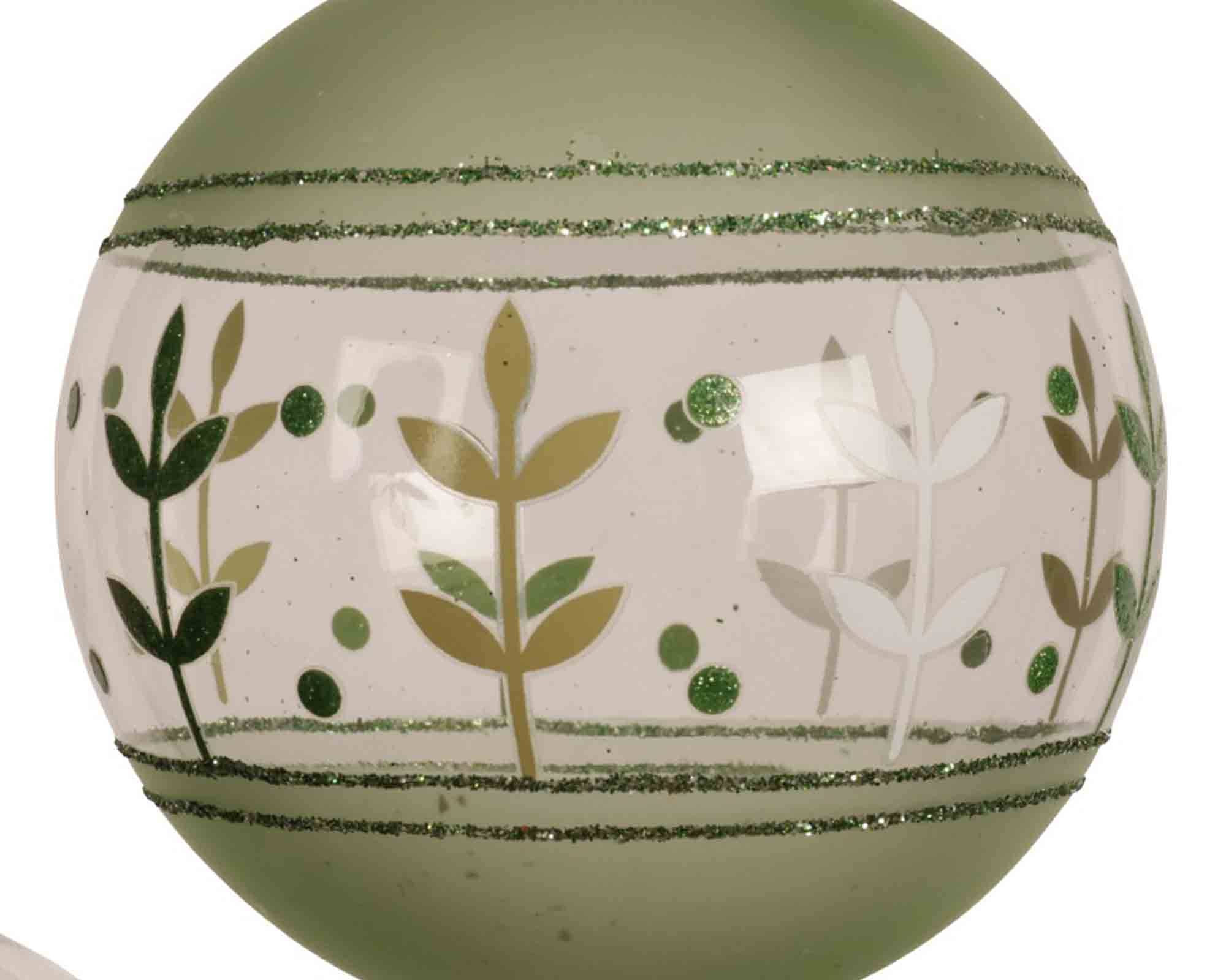 Sfera Trasparente Decal con Decorazioni Verdi Assortite D8cm in Vetro - immagine 2
