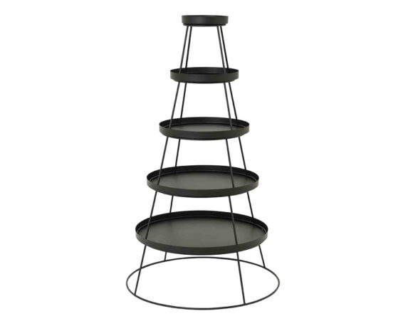 Alzata Modern con 5 Piani Nero D70x124cm in Metallo