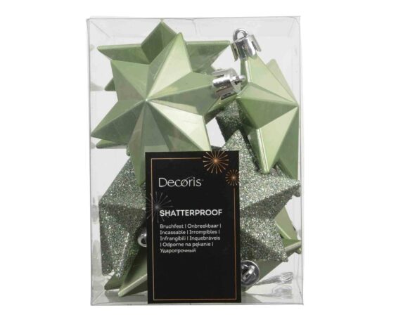 Set 12 Pz Pendenti a Stella Rosso Assortito 9x9x12cm in Poliestere