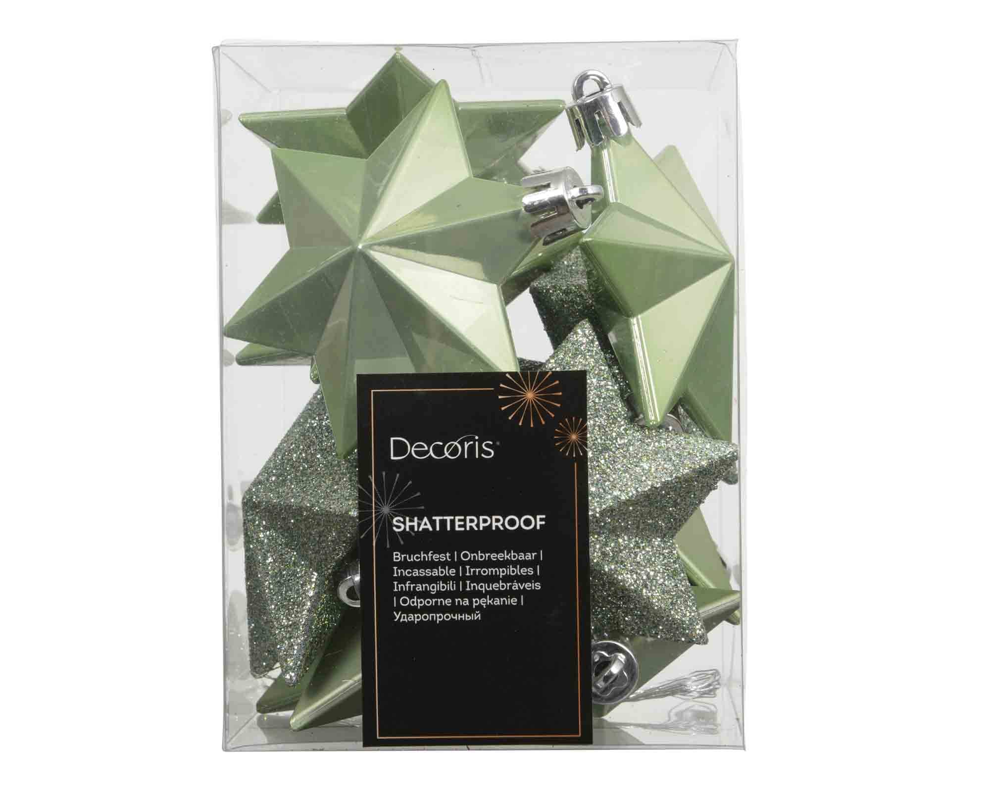 Set 12 Pz Pendenti a Stella Rosso Assortito 9x9x12cm in Poliestere