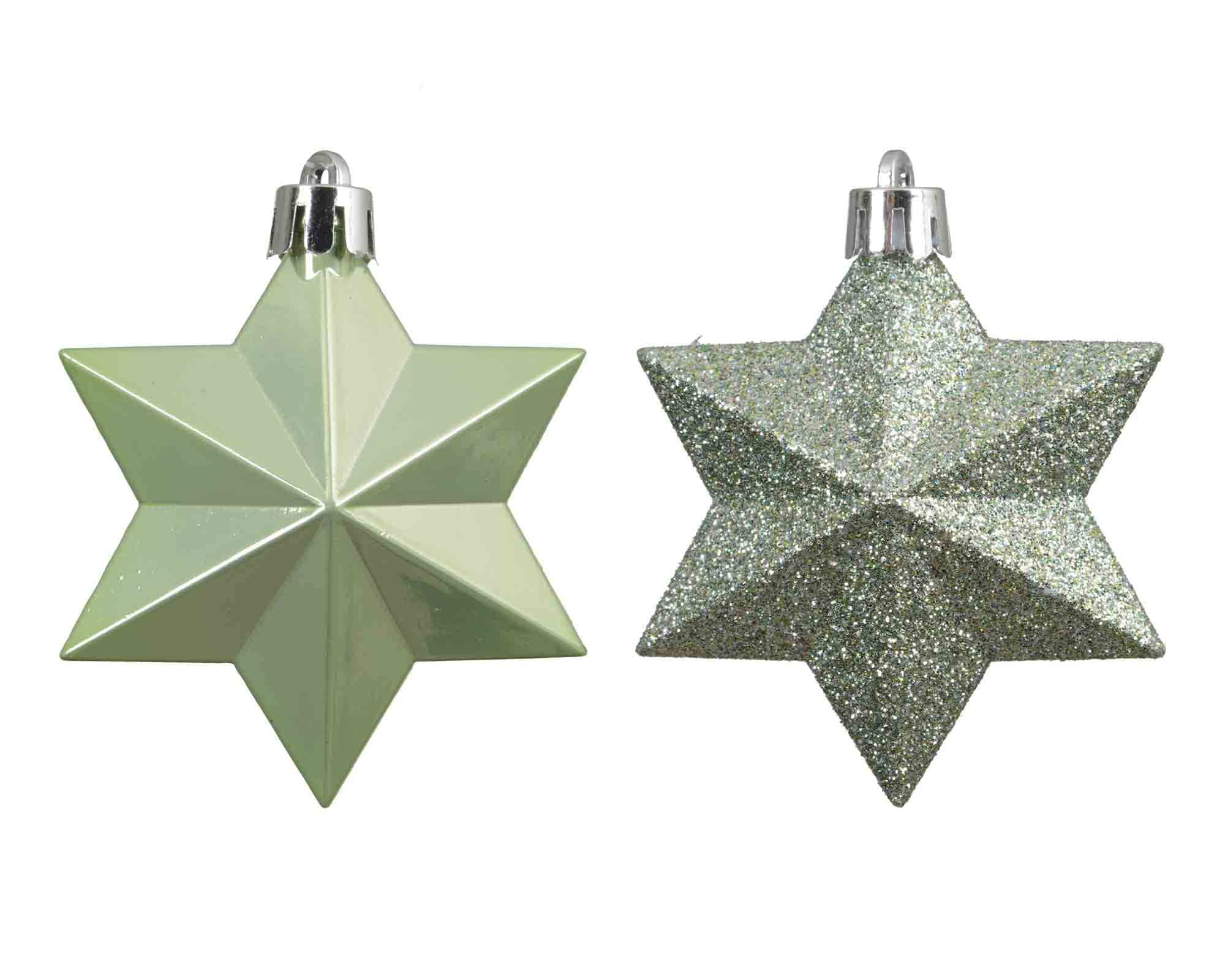 Set 12 Pz Pendenti a Stella Rosso Assortito 9x9x12cm in Poliestere - immagine 2