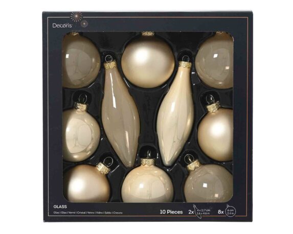 Set 10 Pz Sfere e Pendenti Perla Assortito D6cm in Vetro
