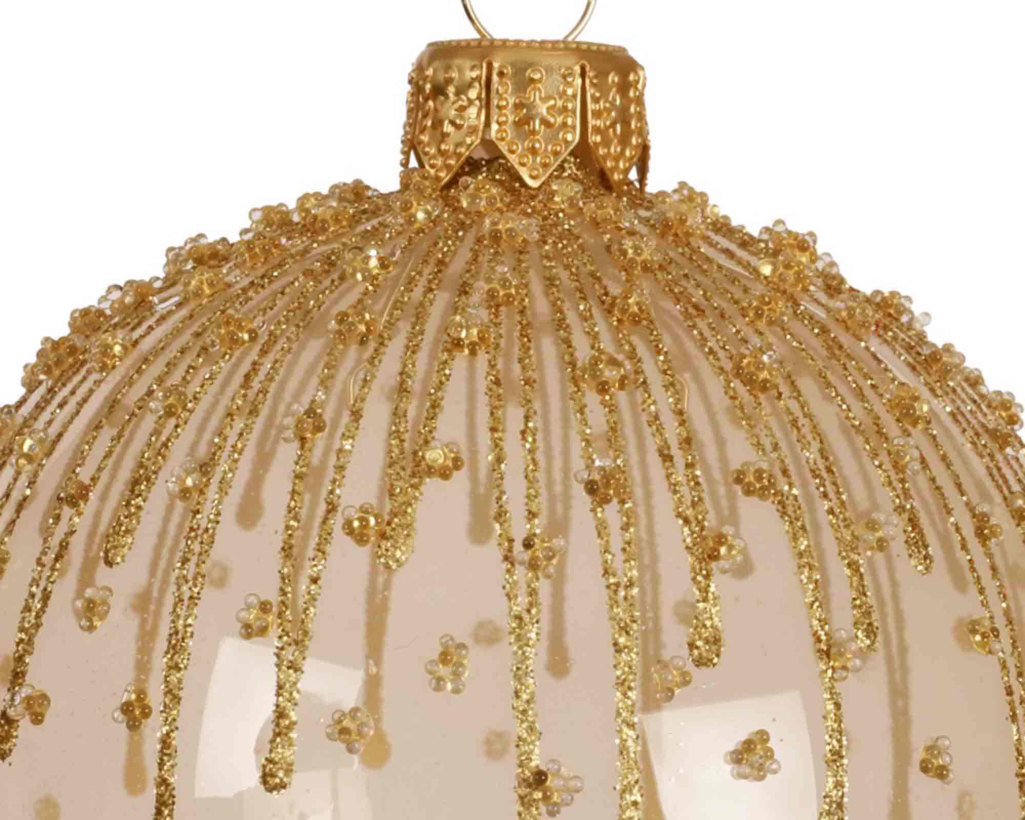 Sfera Perla con Colata Glitterata D8cm in Vetro - immagine 2