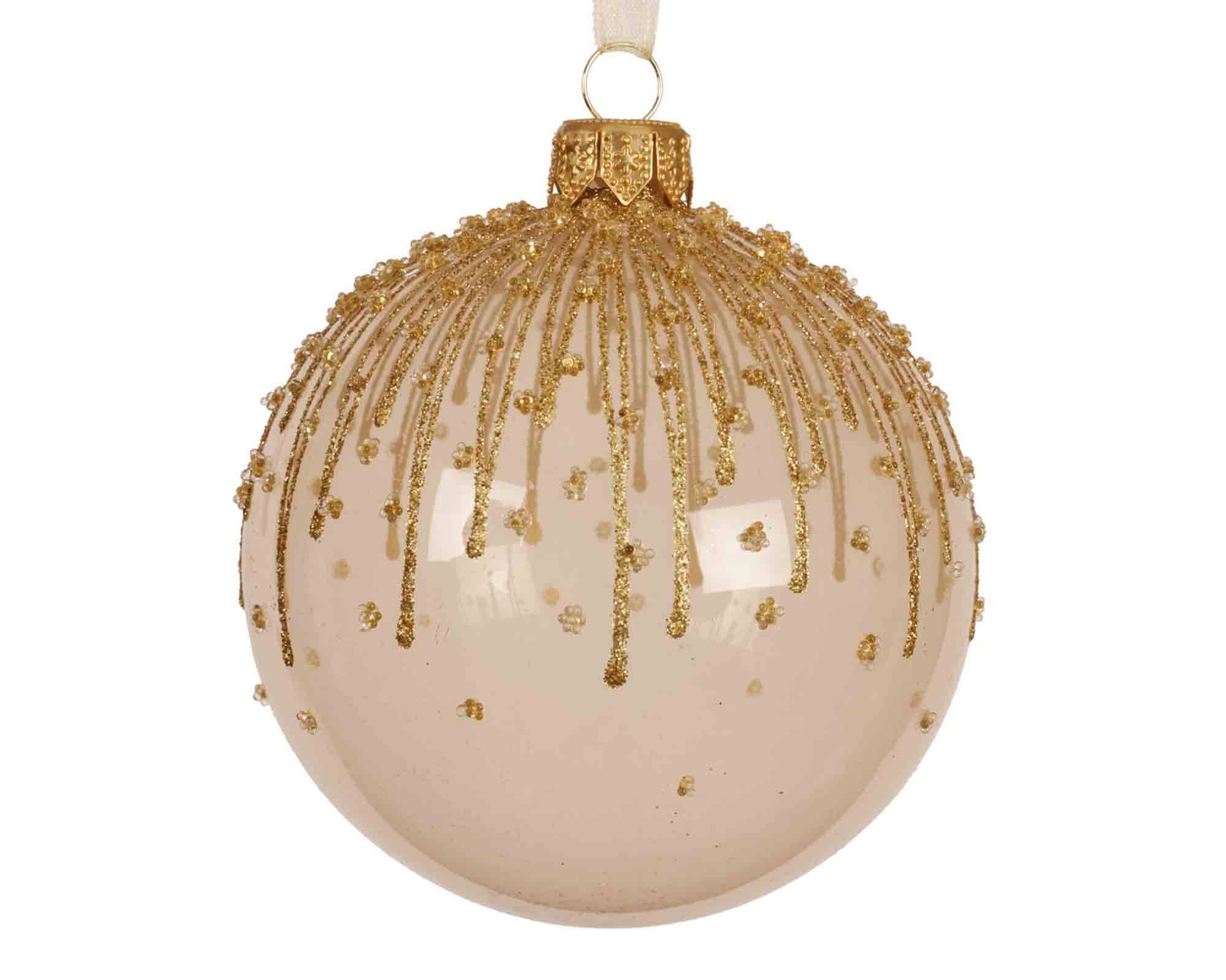 Sfera Perla con Colata Glitterata D8cm in Vetro