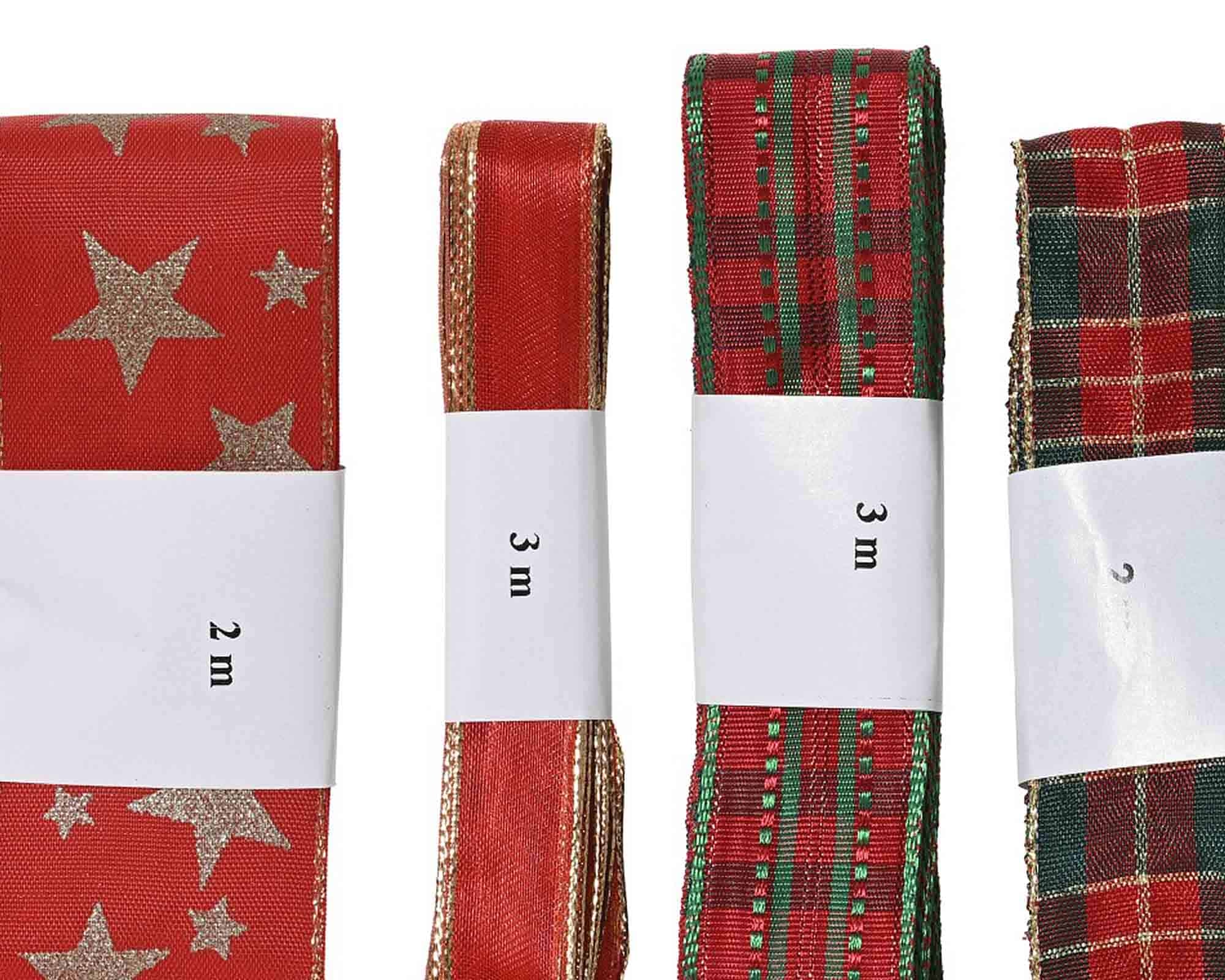 Nastro di Natale Rosso Classic Assortito 300cm in Poliestere - immagine 2