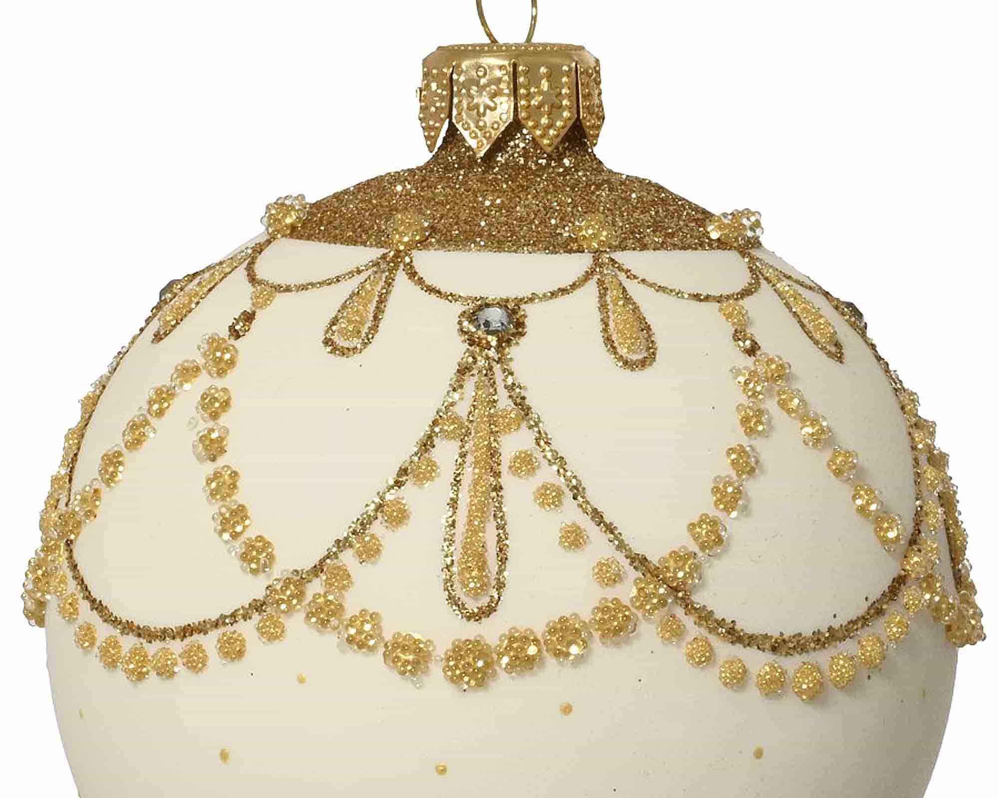 Sfera Bianca Opaco Glitterata D8cm in Vetro - immagine 2