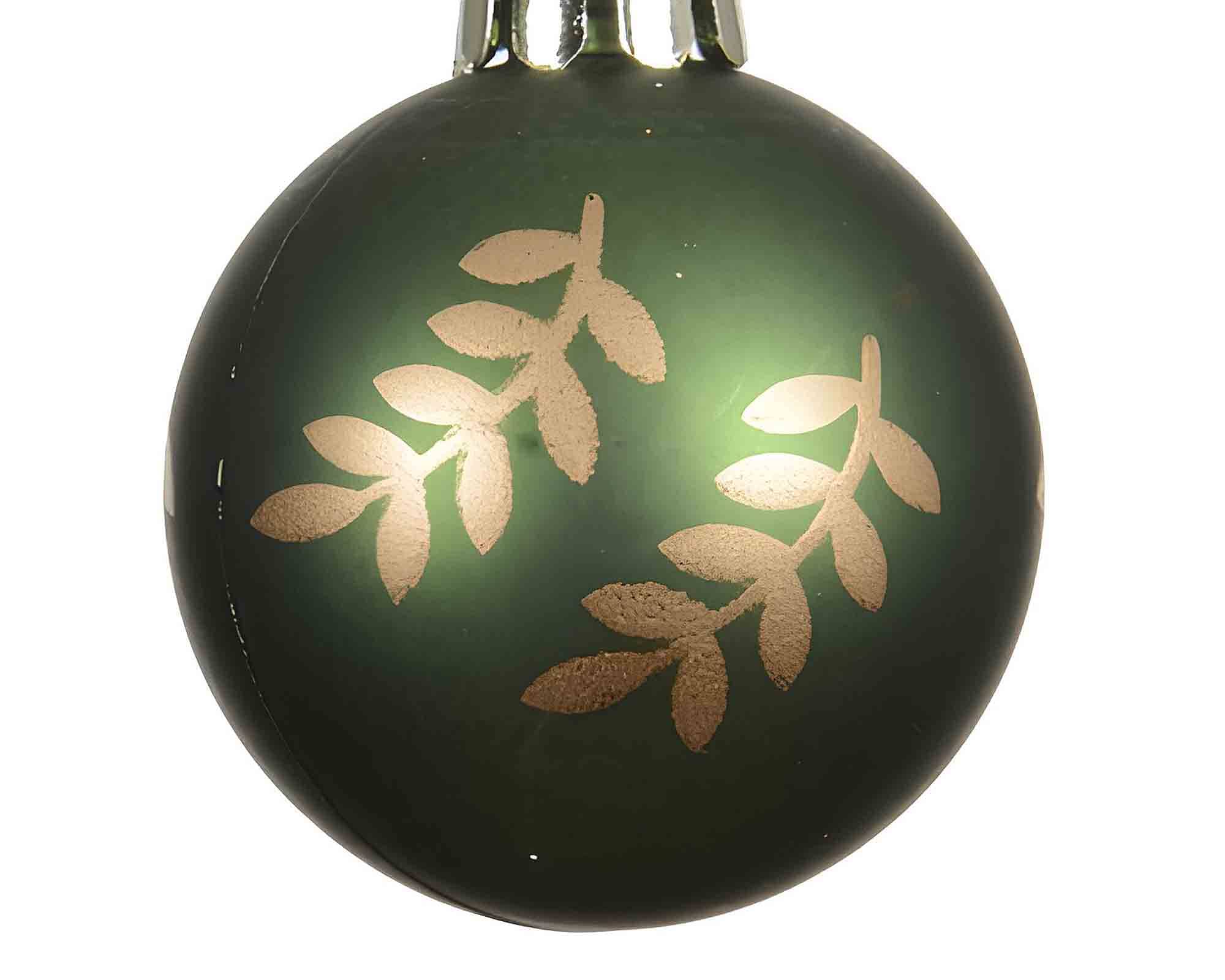 Set 7 Pz Sfere di Natale con Foglie Decorativi Assortito D4cm in Plastica - immagine 3