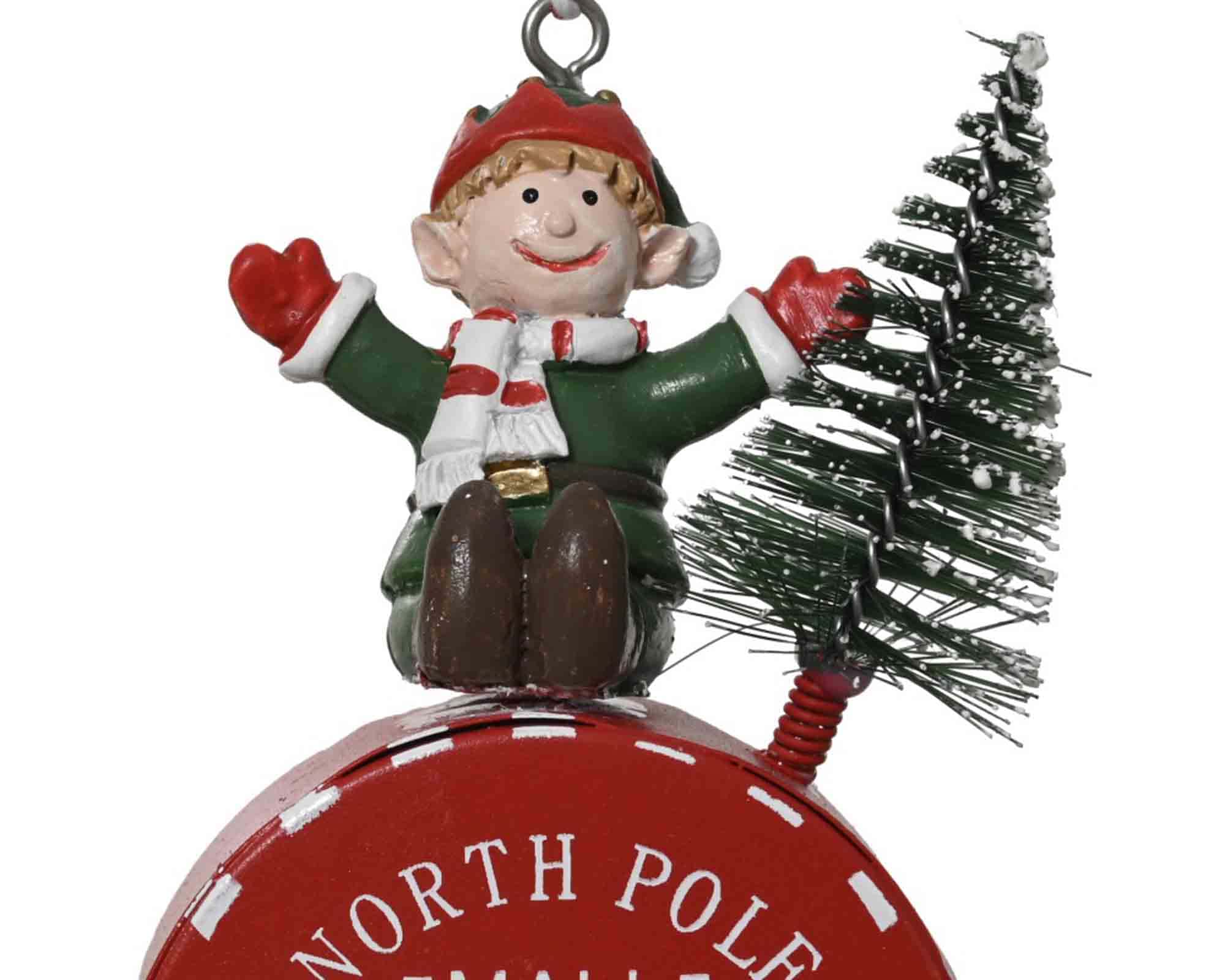 Decorazione Pendente Portalettere con Elfo Assortito 6,5x3x14,5cm in Metallo e Plastica - immagine 2