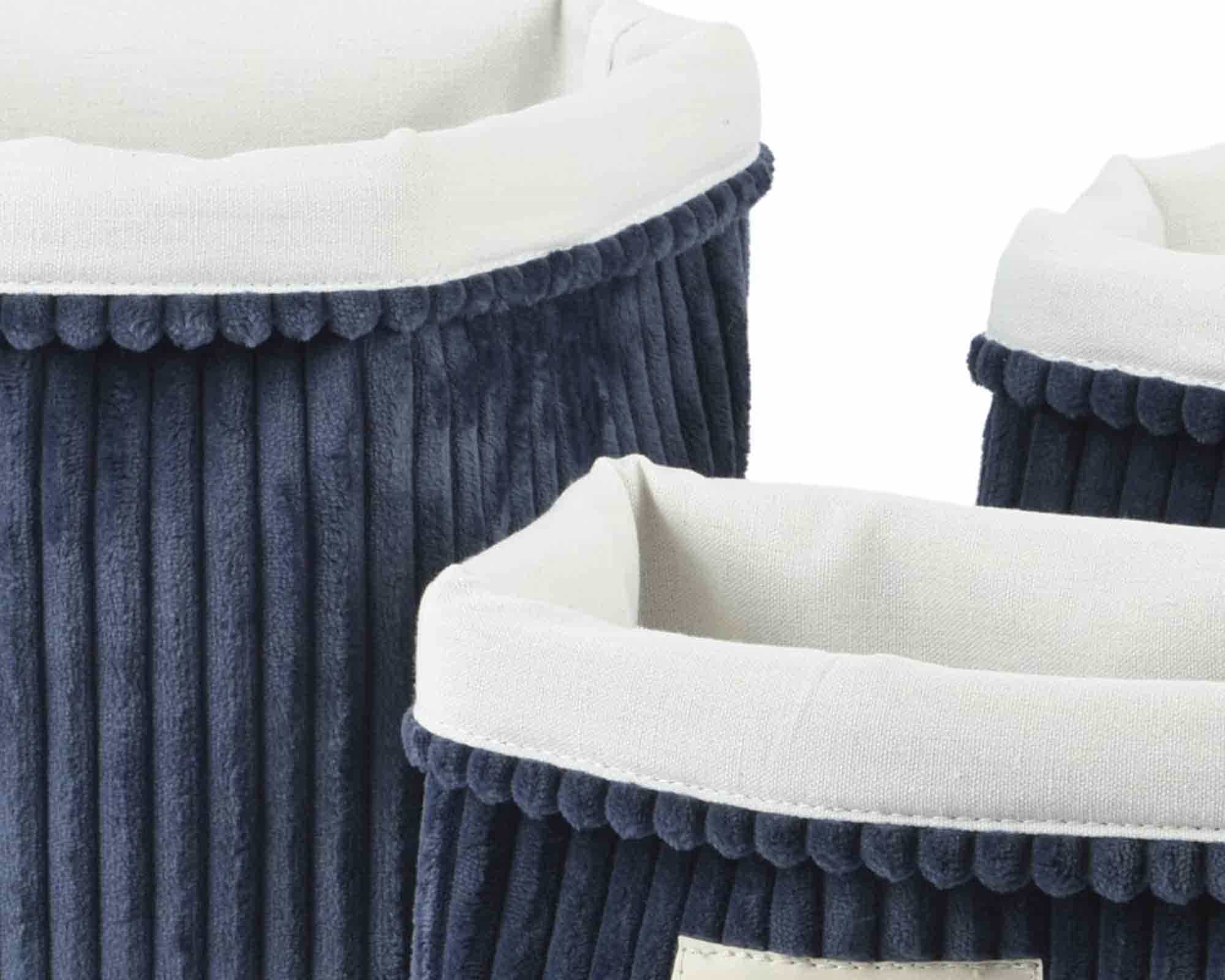 Cesta Portapane Blu Scuro Medio 14x20x14cm in Tessuto - immagine 3