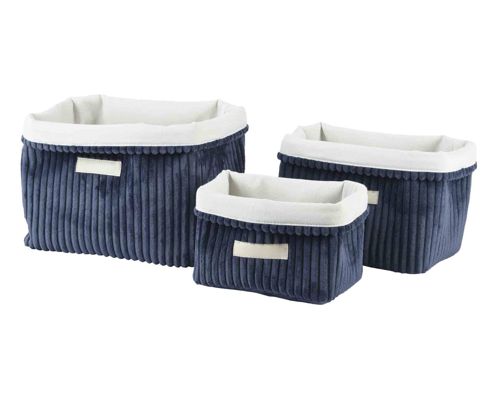 Cesta Portapane Blu Scuro Medio 14x20x14cm in Tessuto - immagine 2