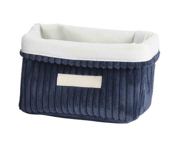 Cesta Portapane Blu Scuro Medio 14x20x14cm in Tessuto