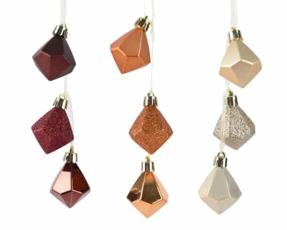 Set 3 Pz Pendente a Diamante Rosso, Oro o Bianco Assortito 4x4x6cm in Poliestere