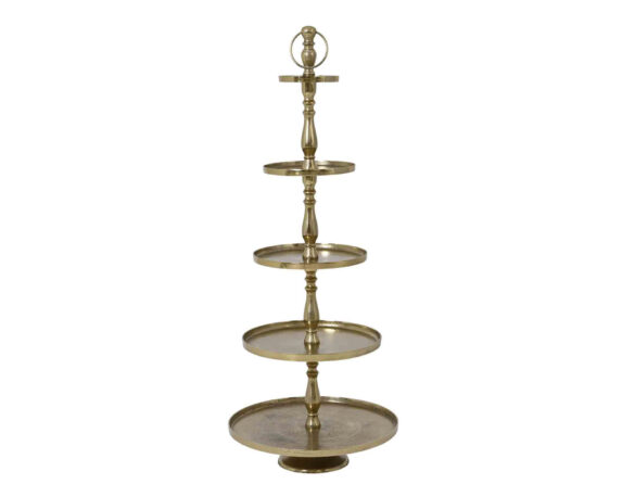 Alzata con 5 Piani Dorato D61x140cm in Alluminio