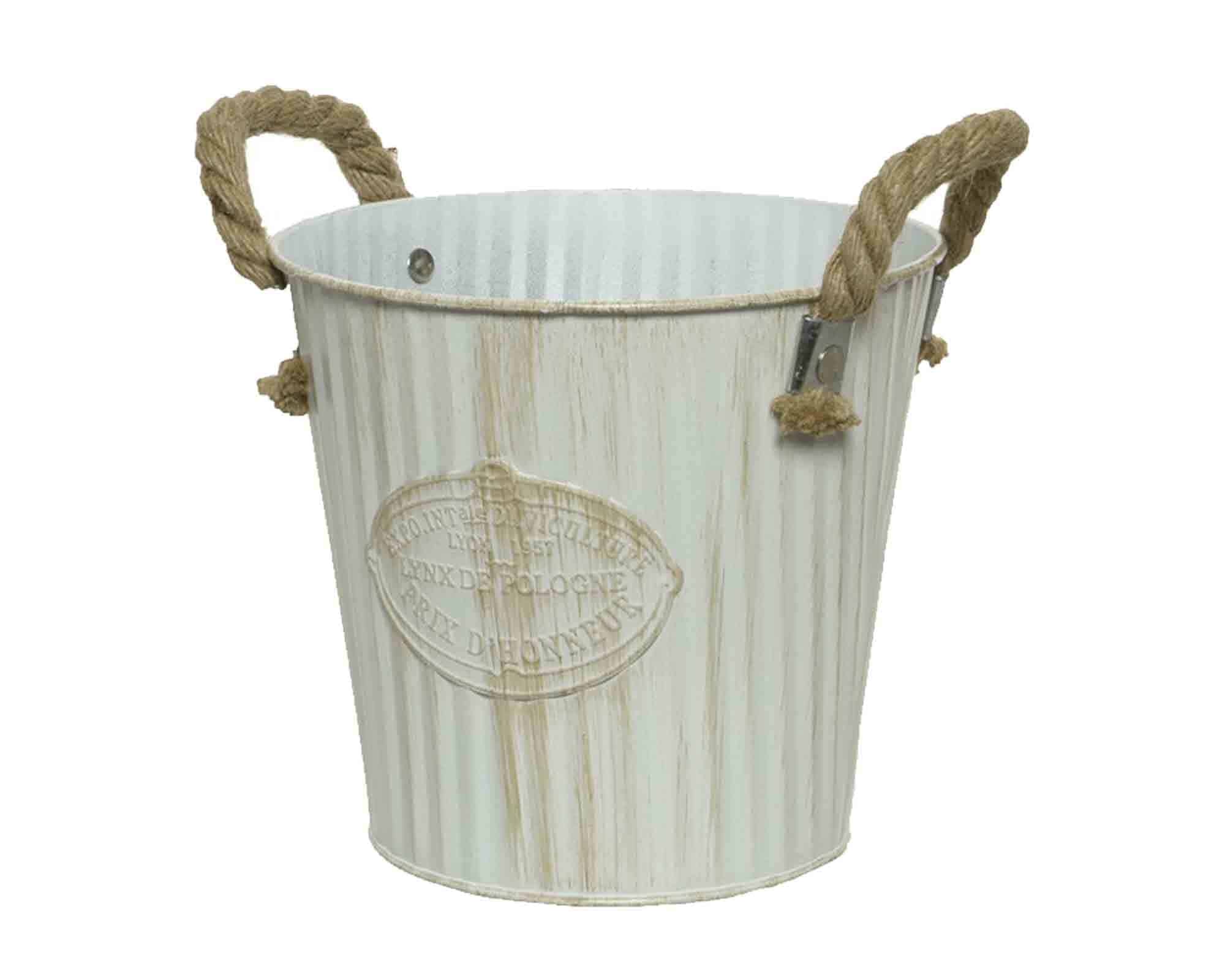 Secchio con Rivestimento Medium D17x15cm in Latta e Yuta - Kaemingk