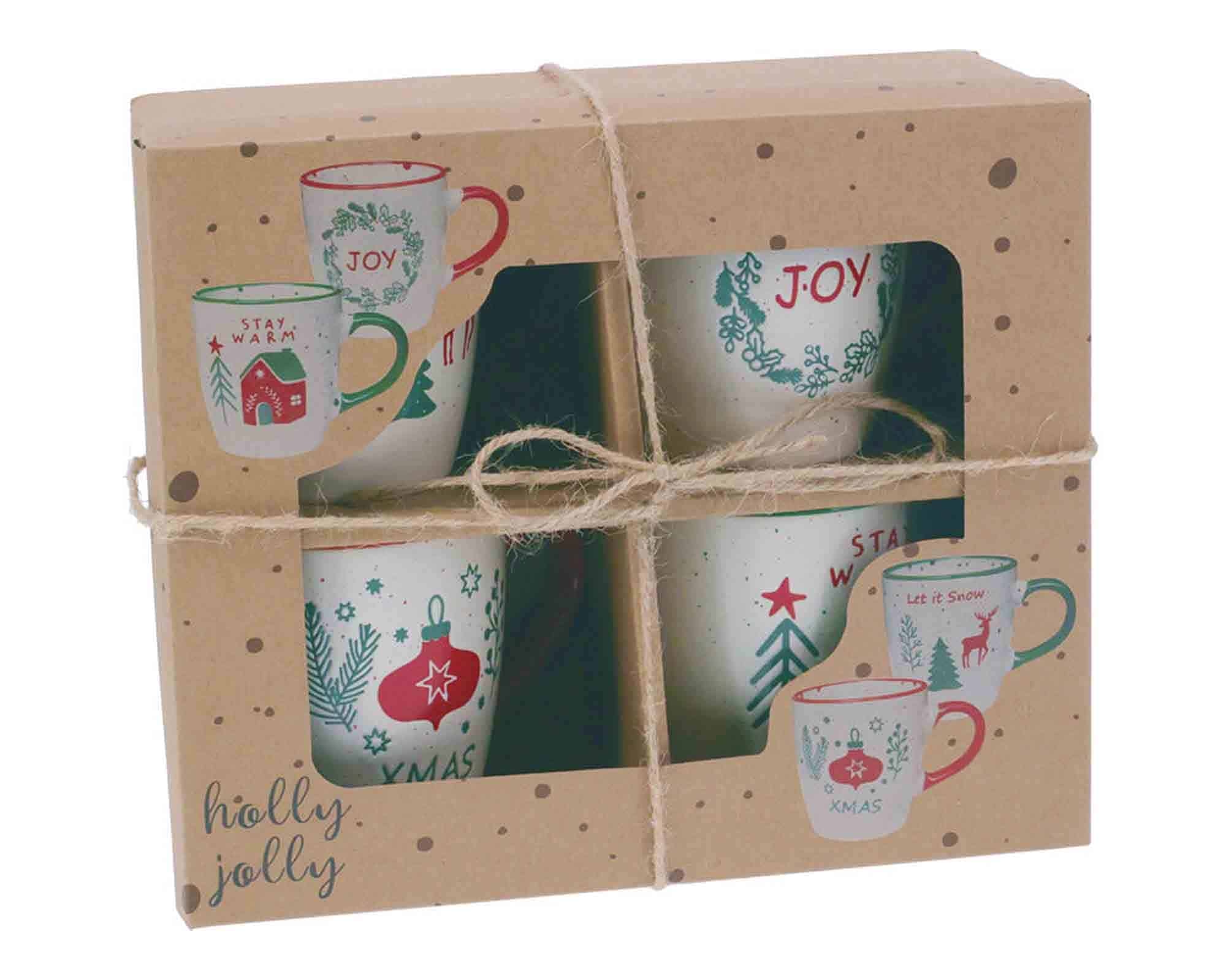 Set 4 Pz Tazza di Natale Assortito 200ml in Ceramica