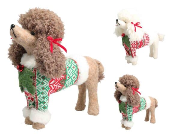 Decorazione Peluche Barboncino di Natale 31×23 Assortito in Tessuto