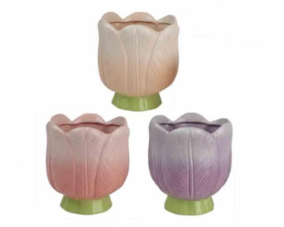 Fioriera a Forma di Fiore Smaltata Medium Assortito D16x17cm in Gres – Kaemingk