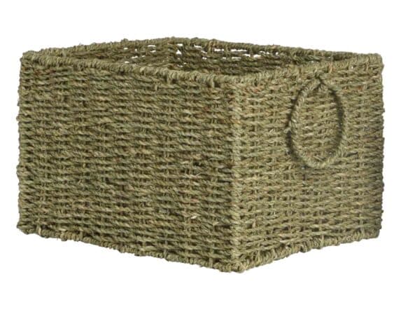 Cesta con Manici Rettangolare Naturale Large 25x32x40cm in Erba Marina – Kaemingk